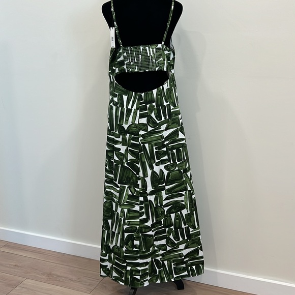 BANANA REPUBLIC POPLIN CUT-OUT MAXI DRESS - Green Print - Picture 6 of 11
